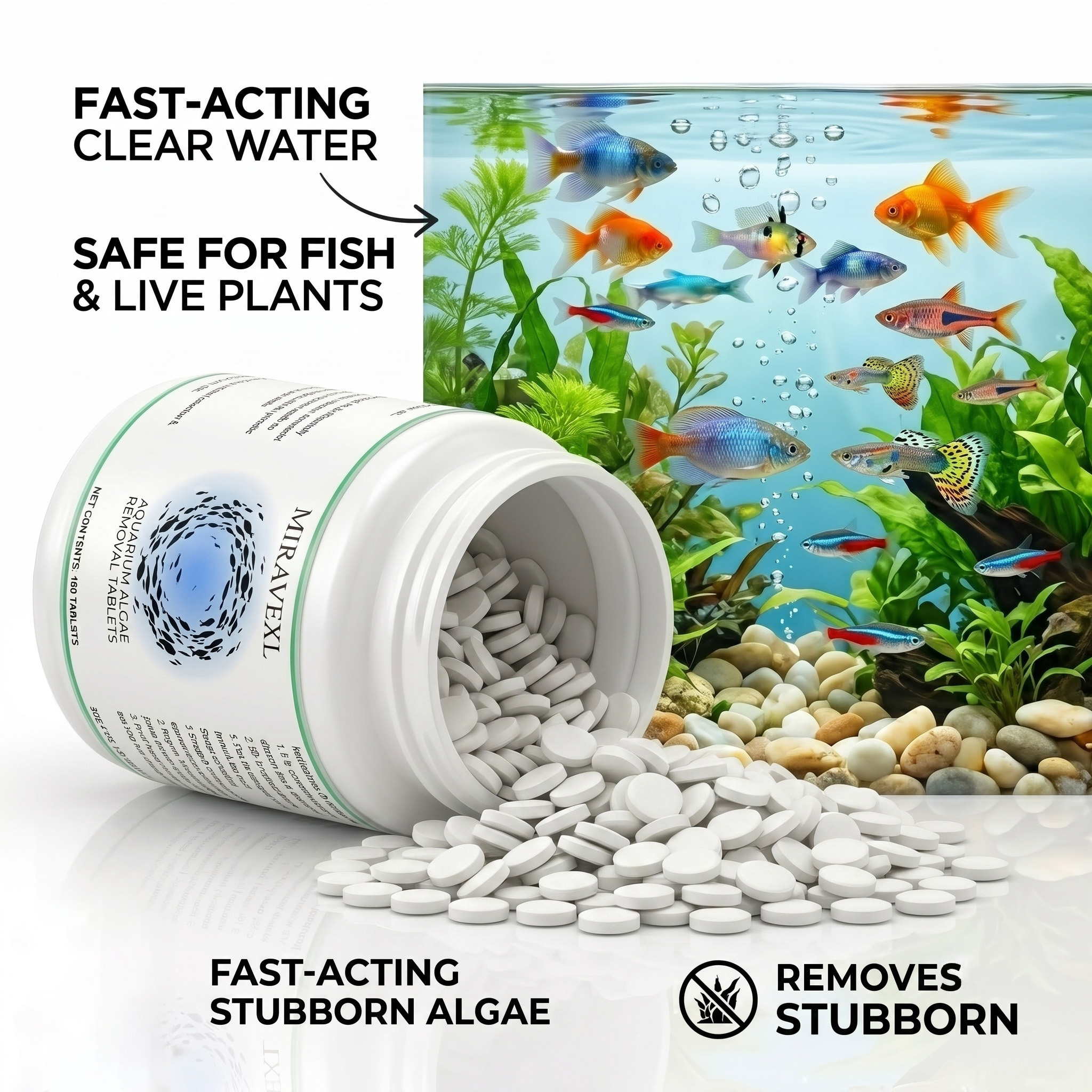 Marine Aquarium Bacteria - MIRAVEXL Fish Tank Algae Remover Tablets,Fast