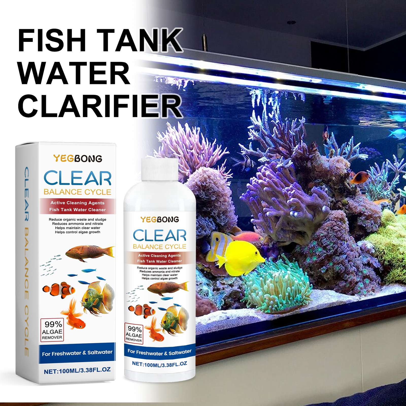 Aquarium Water Clarifier 100ml - đánh giá và giá Marine Aquarium Bacteria